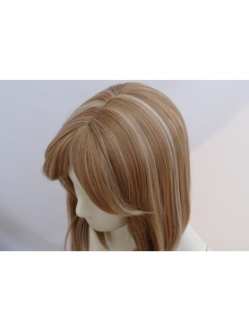 Peruka long bob ciemny blond pasemka z grzywką PK141