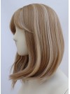 Peruka long bob ciemny blond pasemka z grzywką PK141