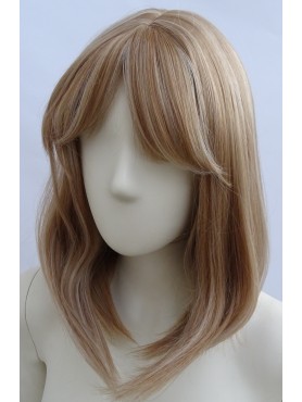 Peruka long bob ciemny blond pasemka z grzywką PK141