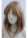 Peruka long bob ciemny blond pasemka z grzywką PK141