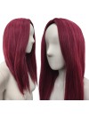 Peruka bordowa do ramion longbob bez grzywki prosta PK164