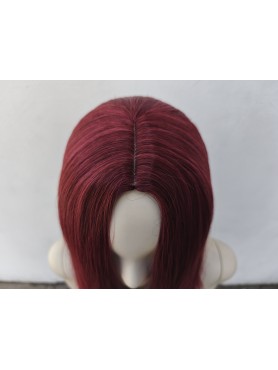 Peruka bordowa do ramion longbob bez grzywki prosta PK164