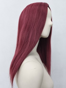 Peruka bordowa do ramion longbob bez grzywki prosta PK164