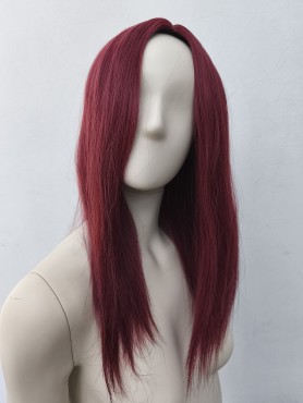 Peruka bordowa do ramion longbob bez grzywki prosta PK164