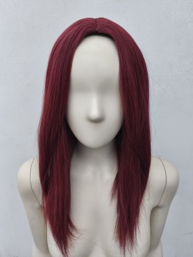 Peruka bordowa do ramion longbob bez grzywki prosta PK164