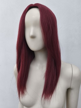 Peruka bordowa do ramion longbob bez grzywki prosta PK164