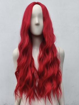 Peruka czerwona loki fale bez grzywki PK057