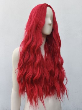 Peruka czerwona loki fale bez grzywki PK057