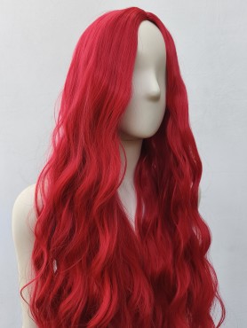 Peruka czerwona loki fale bez grzywki PK057