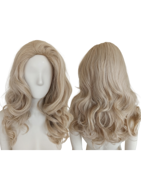 Peruka bez grzywki loki platynowy blond PK040